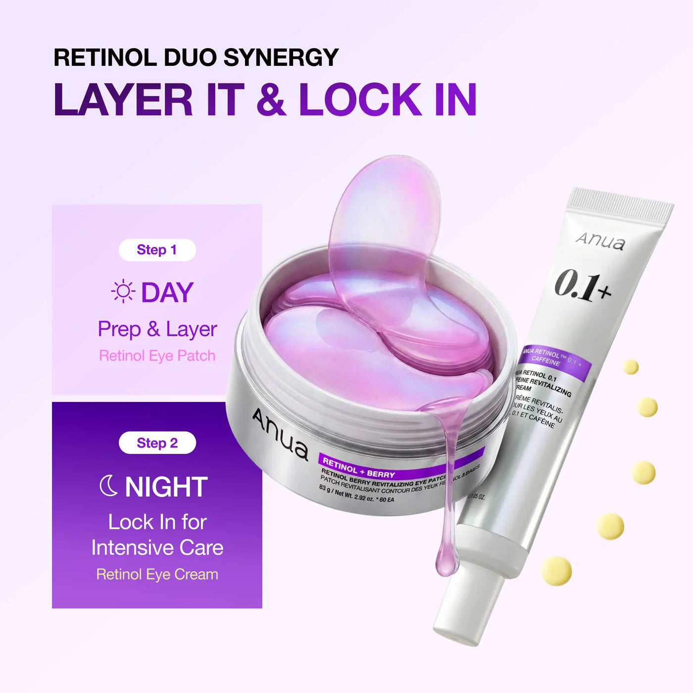 [Anua] Retinol Berry Revitalizing Eye Patch for Wrinkle and Dark Circles(60Ea), 8Hour Plumping Effect in 10 Minutes, Fuller Looking & Lifted Skin, Hyal-Plumping Effect, Brightens Undereye by Antioxidant Berry Extracts, Relieves Puffiness with Caffeine